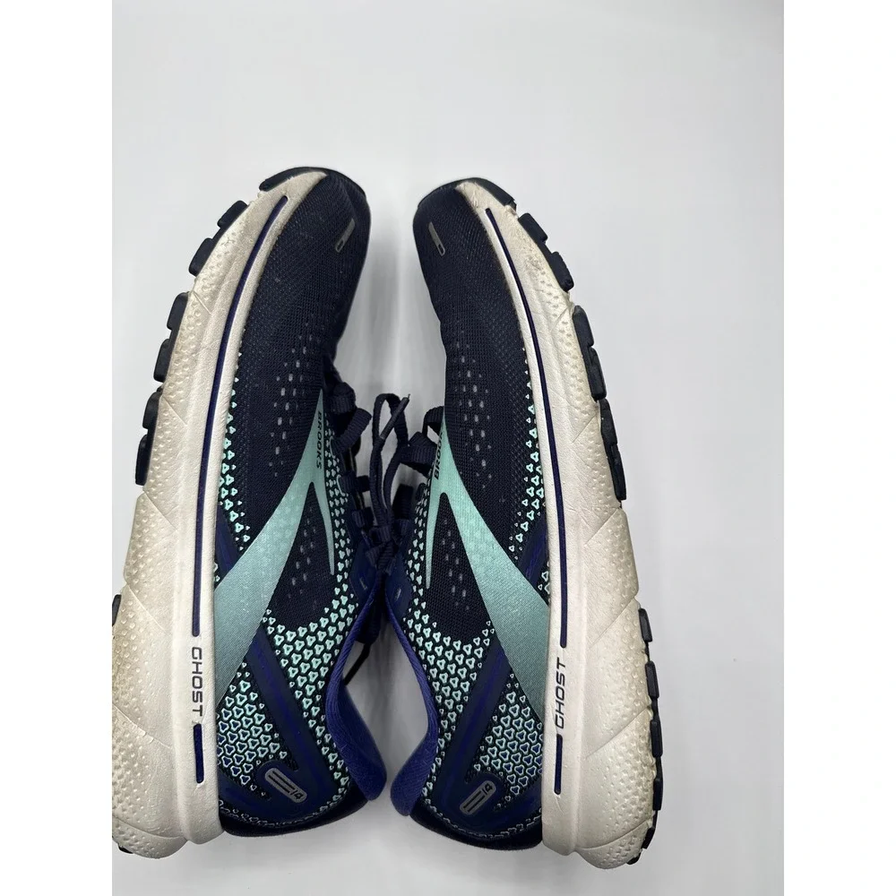 Brooks Ghost 14 Navy Blue Teal Running Shoes Womens Road Training Sneakers